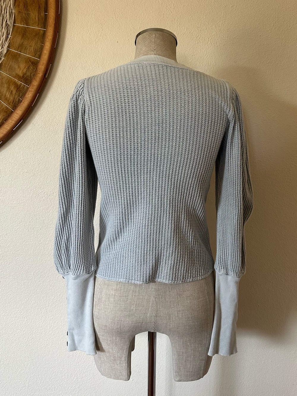 Free People One Wesley Thermal Top long sleeve Baby Blue Woman's XS - Picture 8 of 10